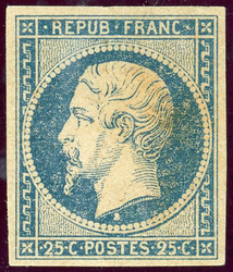 Essay 25 C. blau Perlure Papier, breitrandig ohne Gummi, kleine ...