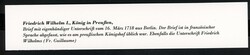 1718, eigenhändige Unterschrift Friedrich Wilhelm I von Preussen auf ...