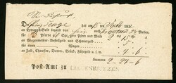 1832, Extra Postschein für "Prinz George" für 3 Pferde, etc. mit L1 ...