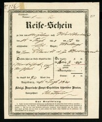 AUSGBURG, seltener Reiseschein für eine Fahrt nach Weilheim, ...