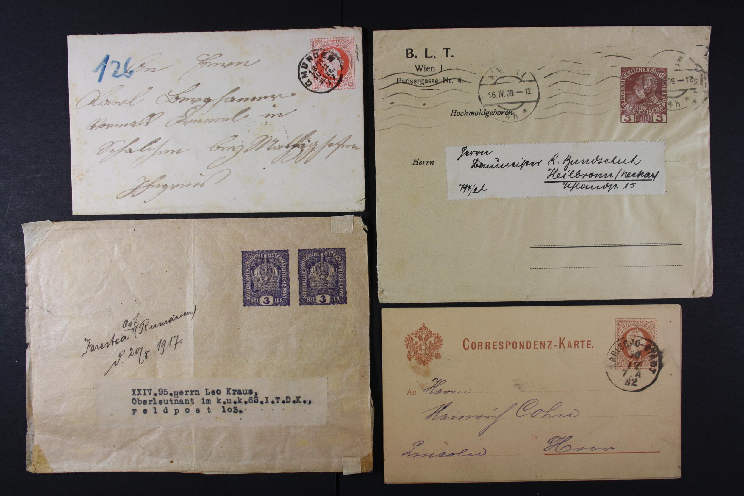 ÖSTERREICH, kleiner Karton mit ca. 240 Belegen ab 1876. Dabei ...