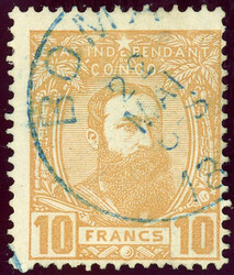 10 Fr. braunorange, tadellos mit blauem K1 BOMA (Katalogwert: 400)