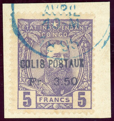PAKETMARKEN, 3,50 Fr. a. 5 Fr. lila, weißes Luxusbfst., sign. ...