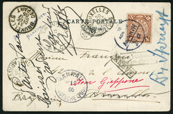1905, AK aus Hankau nach Brüssel mit chinesischer 4 C. mit St. ...