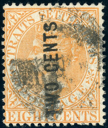 TWO CENTS a. 8 C. orangegelb, tadellos gest., SG mind. 110 Pfd