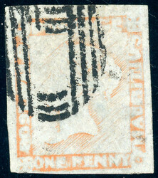 1 P. orangerot/bläuliches Papier abgenutzte Platte, allseits ...