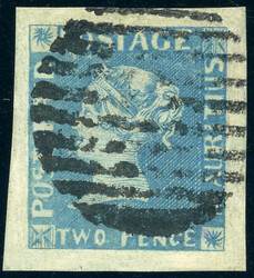 EARLY IMPRESSION, TWO PENCE blau, allseits breitrandige sauber ...