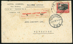 30.5.28, leicht fleckiger Bedarfsbrief mit selt. St. GIBEON RAIL und ...