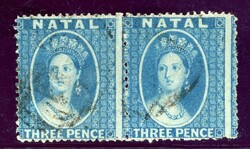 3 P. blau ohne Wz., waager. sauber gestempeltes tadelloses Paar