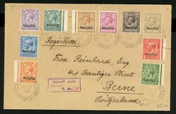 10 Werte a. R-Brief 1919 von Pleasant Island über Sydney nach Bern