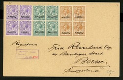 3 bis 5 P. in 4erBlocks a. R-Brief von Pleasant Island über Sydney ...