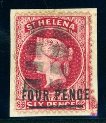 4 P. a. 6 P. purpur, Wertangabe 19 mm auf Kab-Bfst. (Katalogwert: 170)