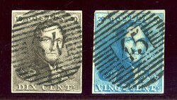 10 und 20 C. Leopold I, 2 voll- bis breitrd. Luxusstücke mit NS 64 ...