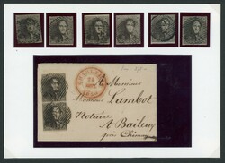3 Albumblätter aus alter Sammlung mit u.a. 6mal Nr. 1 sowie Paar auf ...