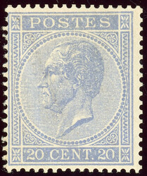 20 C. hellblau gez. 14 1/2, ungebrauchtes Luxusstück mit vollem ...