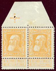 1 Fr. orangegelb im waager. Oberrandpaar mit gelben Kreuz im Rand, ...