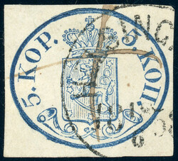 5 Kop. gr. Perlen, breitrandiges Kab-stück mit K1 HELSINGFORS 18.6 ...