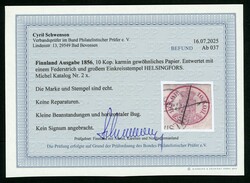 10 K. karmin mit K1 HELSINGFORS und Federzug, FB Schwenson (2025), ...