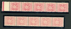2 Lepta rosa, 2 senkr. 5erStreifen mit 9 postfr. Marken