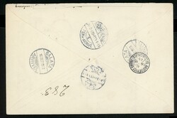 R-Brief aus Saloniki mit MiF 1913 in die Türkei, diverse Stempel