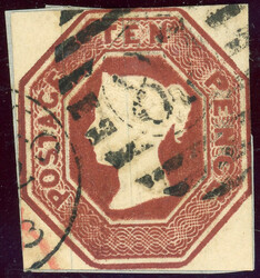 10 Pence rotbraun Pl. 3, knapp- bis vollrd. a. kurz geschnittenem ...