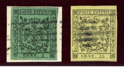 5 C. schwarz/grün ohne Punkt auf Luxusbfst., dazu 15 C., breitrd. ...