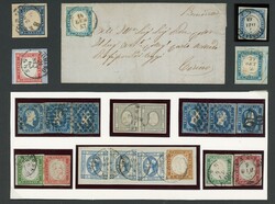 Albumblatt aus alter Sammlung mit Marken, Bfsten, MiF und einem Brief ...