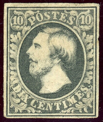 10 C. schwarz, allseits vollrd. ungebrauchtes Kab-Stück ohne Gummi, ...