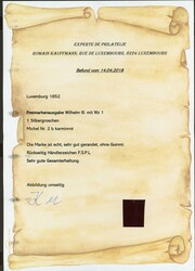 1 Sgr. karminrot, breitrd. ohne Gummi, Befund Romain Kauffmann "Sehr ...