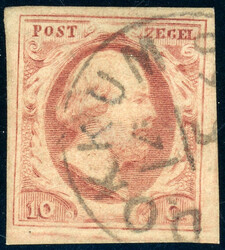 10 C. rot, voll- bis breitrd. Kab-Stück mit selt. HR DOKKUM C aus ...