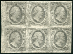 10 C. im Nachdruck-6erBlock von Moens in schwarz 1895 von Moens