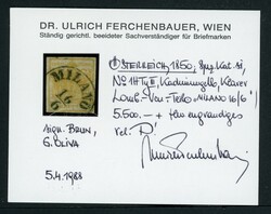 Handpapier, 1 Kr. kadmiumgelb mit zentr. LV-K1 MILANO, voll- bis ...