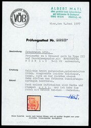 Maschinenpapier, 1 Kr. gelb mit sehr sauberem roten K1 WIEN, allseits ...