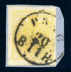 Maschinenpapier, 1 Kr. gelb, breitrd, a, Luxusbfst. mit klarem K1 ...