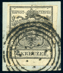 Handpapier, 2 Kr. schwarz voll- bis sehr breitrd. a. Luxusbfst. mit ...