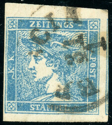 0,6 Kr. blau, voll- bis überrandiges Luxusstück mit LV -K1 BRESCIA