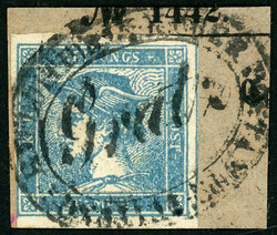 0,6 Kr. blau, voll- bis breitrd. a. Luxusbfst. mit vollem ...