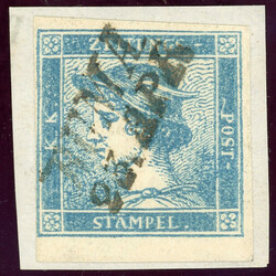 0,6 Kr. hellblau links teils Randlinienschnitt auf Bfst. mit L2 ...