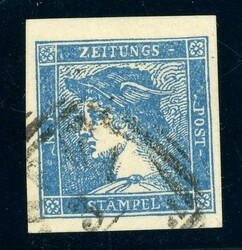 0,6 Kr. blau T. II, breitrd. Luxusstück