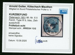 0,6 Kr. blauer Merkur Type II auf Luxusbfst. mit K1 IRREGH 13/2, KB ...