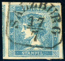 0,6 Kr hellblau, breit- bis überrd. a. kurz geschnittenem Luxusbfst. ...