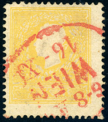 2 Kr. gelb T. II mit rotem Ovalst., WIEN, Kab