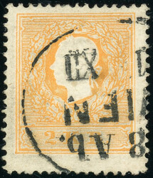 2 Kr. orange Type II, Luxusstück mit Ovalstempel WIEN, FA Goller ...