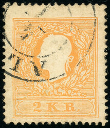 2 Kr. orange Type II, Luxusstück in sehr frischer noch ungewaschener ...