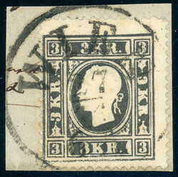3 Kr. schwarz T. Ib a. Luxusbfst. mit idealem K1 WIEN