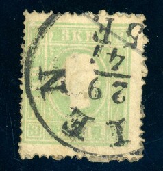 3 Kr. grün mit Nagelkopf, sauberer K1 WIEN, Altersspuren ...