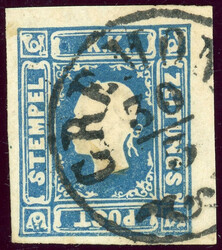 1,05 Kr. blau, voll- bis breitrd. Luxusstück mit LV-Zier-K1 CREMONA ...