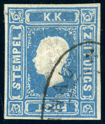 1,05 Kr. blau,. vollrd. Kab-Stück mit Doppelovalstempel (Katalogwert ...