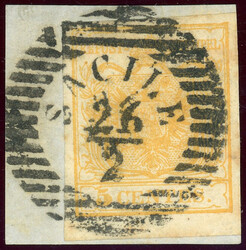 Handpapier, 5 Centes. ockergelb auf Luxusbfst. mit idealem St. SACILE ...