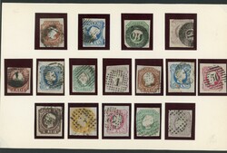 Seite aus alter Sammlung mit 16 sauber gestempelten meist vollrd. ...